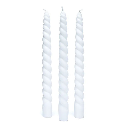 Bougie de table torsadée blanche non parfumée