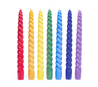 Candele da tavola attorcigliate Set 7 Chakra non profumate thumb
