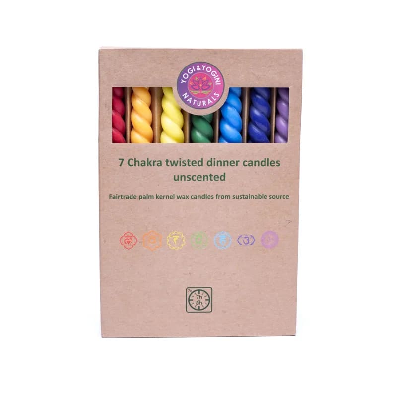 Candele da tavola attorcigliate Set 7 Chakra non profumate