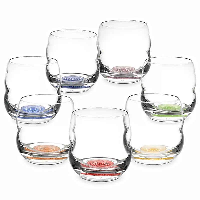 Bicchieri Chakra set di 7 con simboli e testo