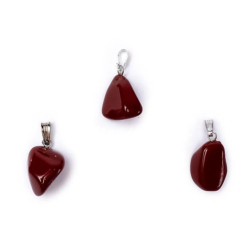 Colgante de gemas de jaspe rojo perforado con ojal