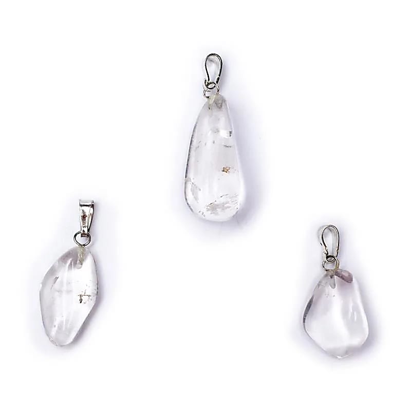 Colgante de gemas de cristal de roca perforado con ojal