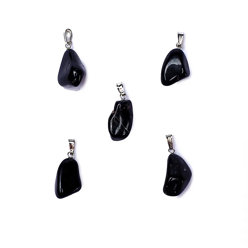 Zwarte onyx edelsteenhanger met geboord oogje