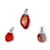 Red agate gemstone pendant pin drilled cap