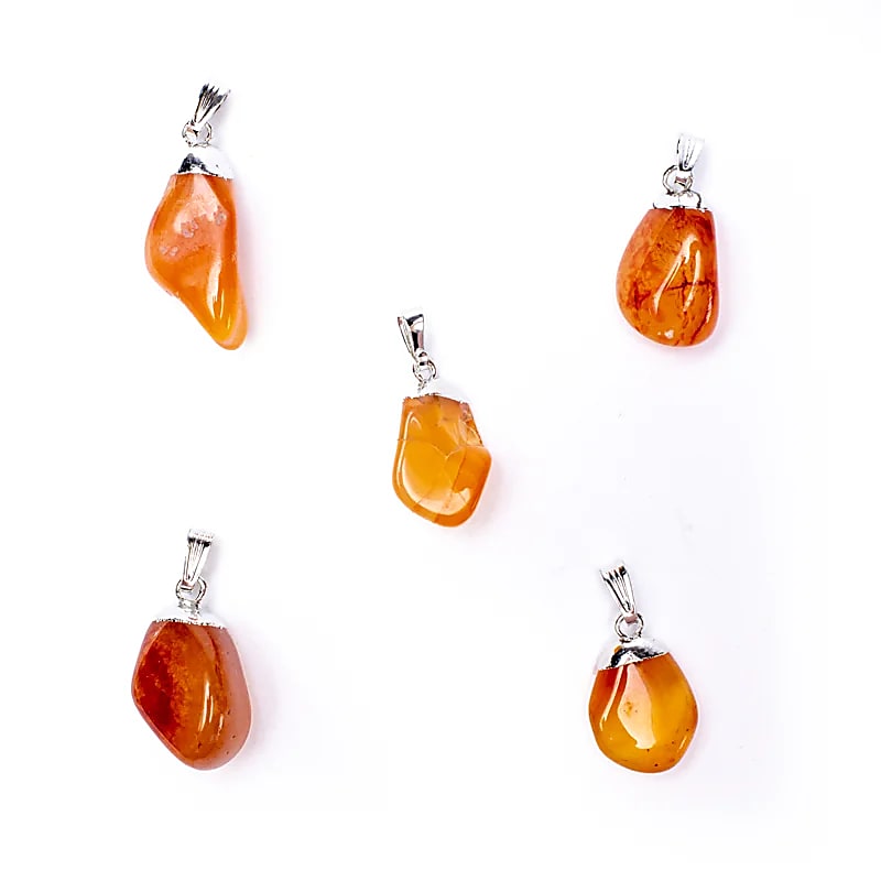 Carnelian gemstone pendant pin drilled cap