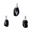Black tourmaline gemstone pendant pin drilled cap