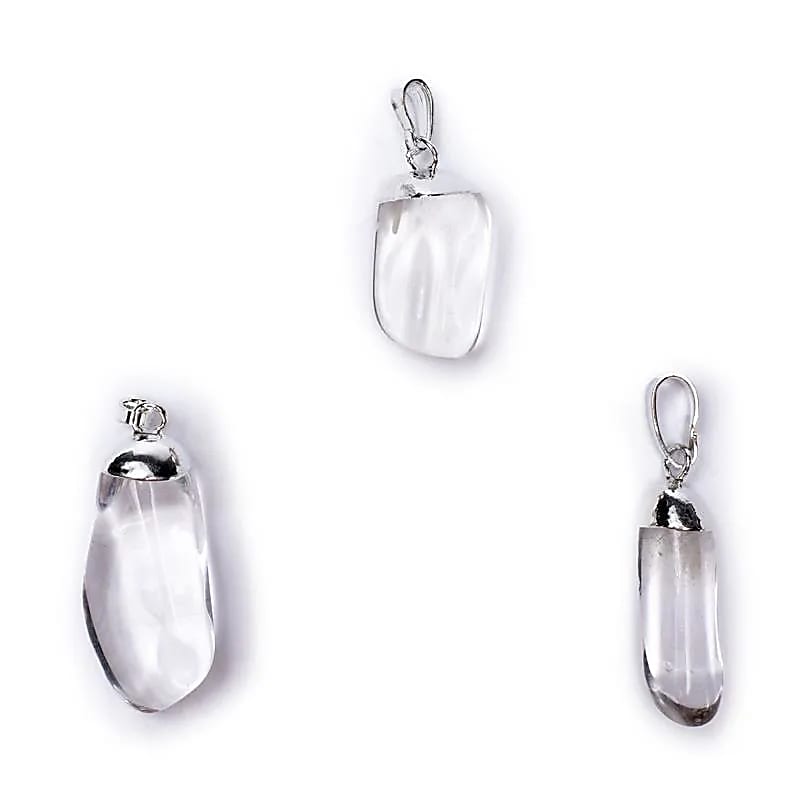 Pendentif Cristal de roche monture en métal