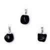 Black onyx gemstone pendant pin drilled cap