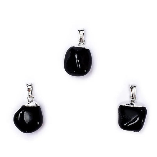 Pendentif Onyx noire monture en métal