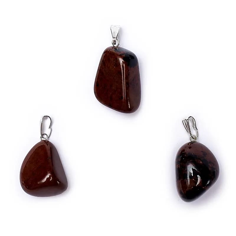 Mahogany obsidian gemstone pendant pin drilled