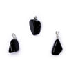 Black obsidian gemstone pendant pin drilled
