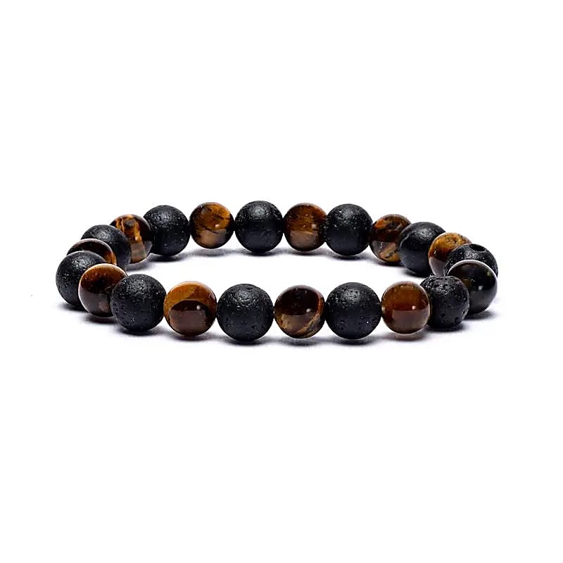 Bracelet oeil de tigre/Pierre de lave élastiqué