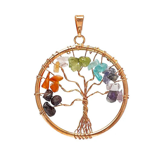 Ciondolo chakra Albero della vita ottone color rame