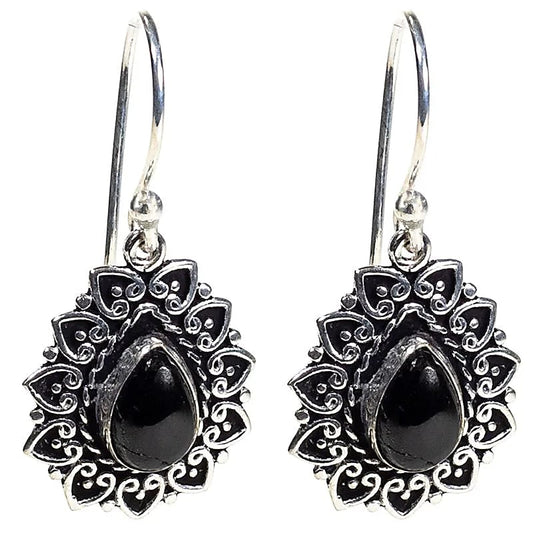 Boucles d'oreilles tourmaline noire