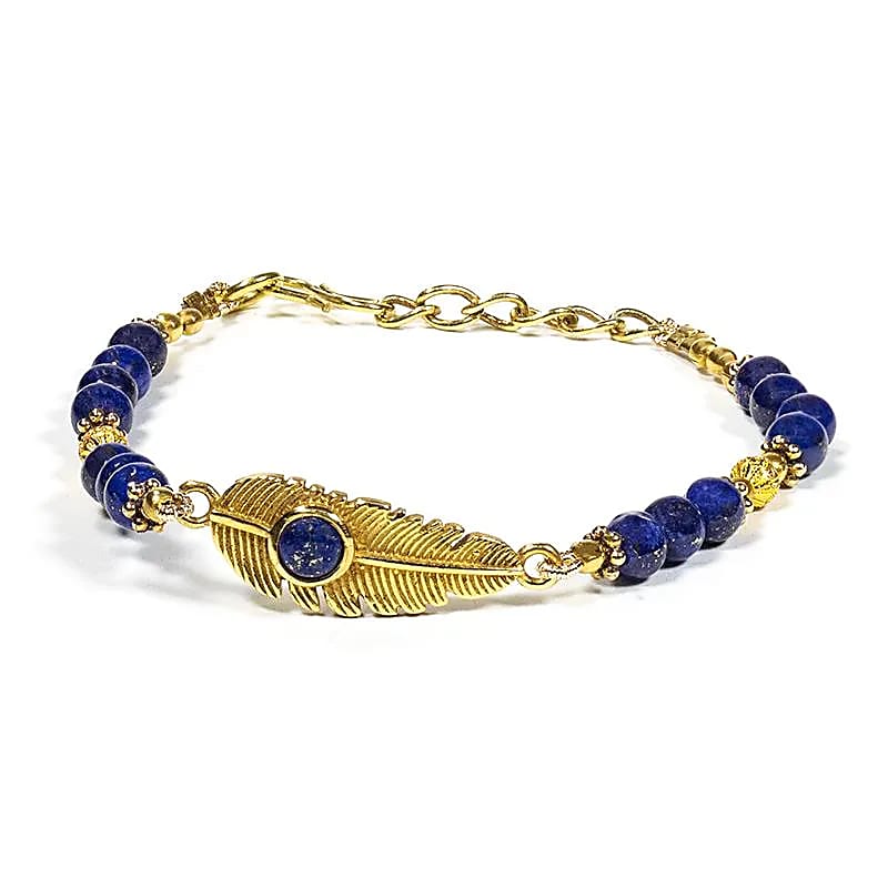 Bracelet plume avec lapis lazuli