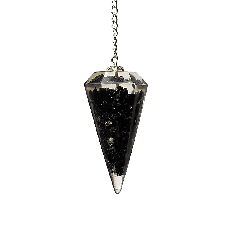 Orgone pendolo Tormalina nera sfaccettata appuntito