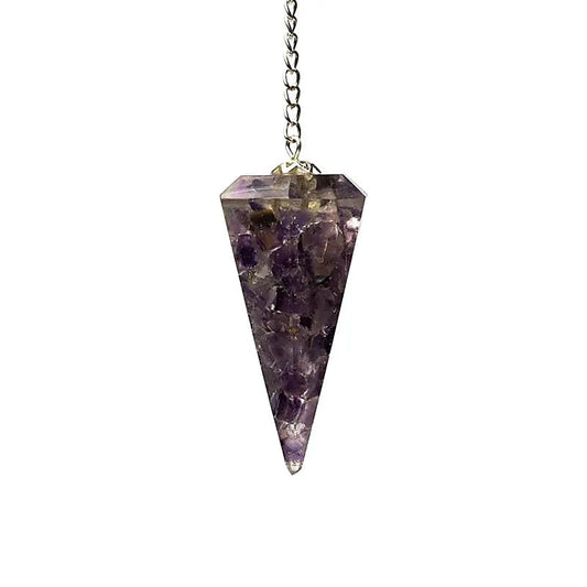 Orgonitpendel Amethyst mit Facette spitz zulaufend