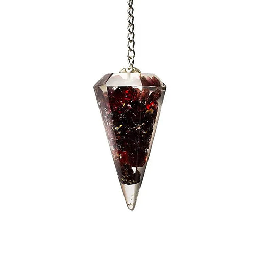 Orgonitpendel Granat mit Facette spitz