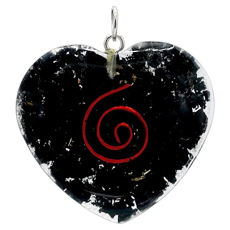 Orgonite ciondolo a cuore con shungite