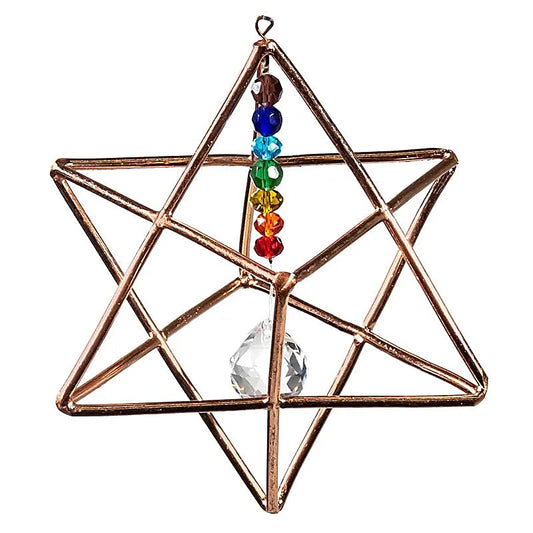 Merkaba con cristal de chakra para colgar