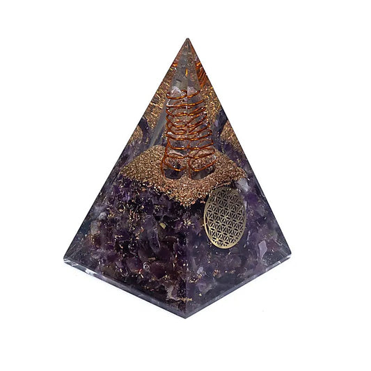 Orgonite Pyramid amethyst flower of life