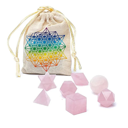 SET 7 piezas Cuarzo rosa de geometría sagrada thumb
