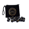 SET Rune Oracle en agate noire dans une pochette en velours