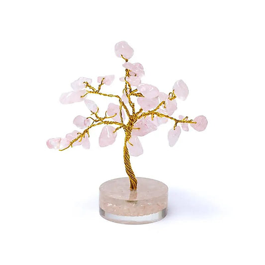 Arbre de pierres précieuses en quartz rose