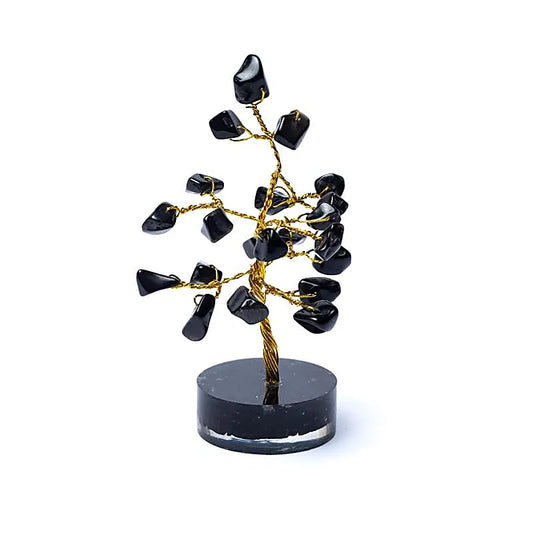 Arbre de pierres précieuses en Agate Noire