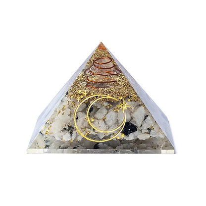 Orgonite pyramid moonstone with moon symbol thumb