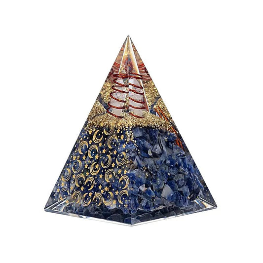 Orgonit Pyramide Sodalith mit Mond und Sternen