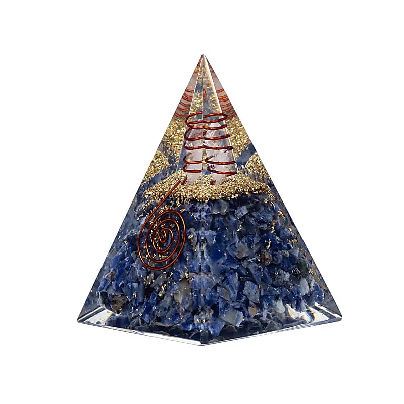 Orgonite pyramid sodalite with moon and stars