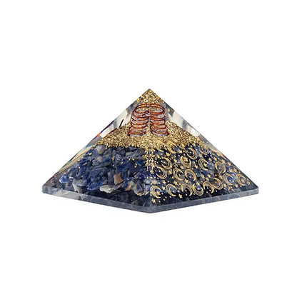 Orgonite pyramid sodalite with moon and stars wholesale thumb