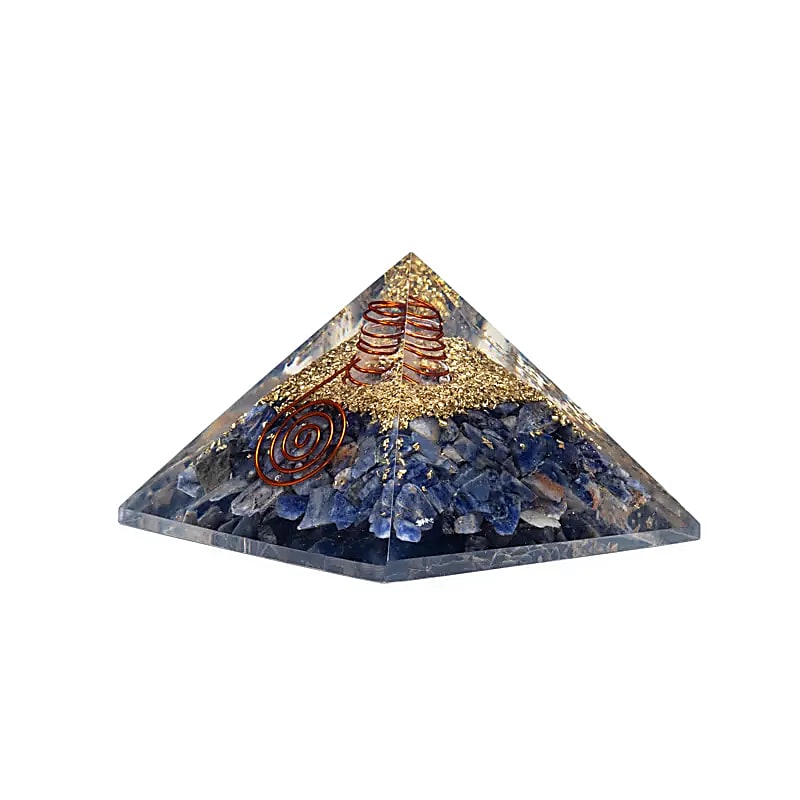 Orgonite pyramid sodalite with moon and stars Synthetic resin