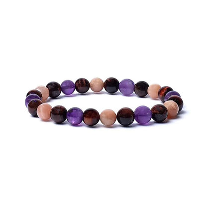 Armband tijgeroog zonnesteen amethist elastisch thumb