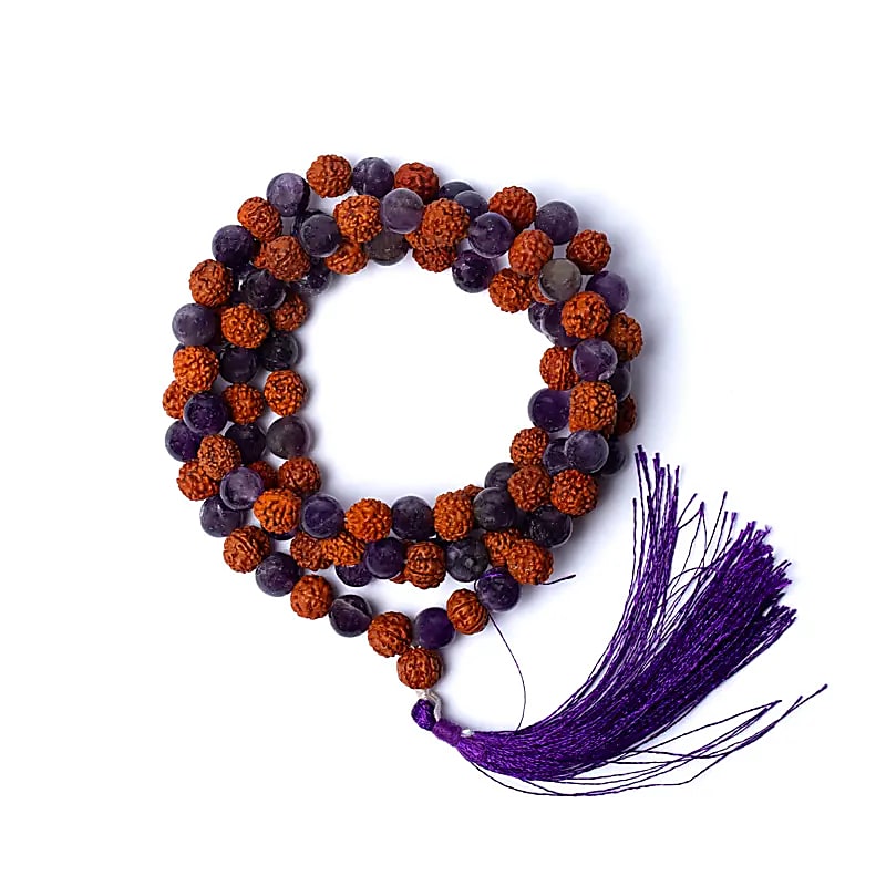 Mala rudraksha / amethyst