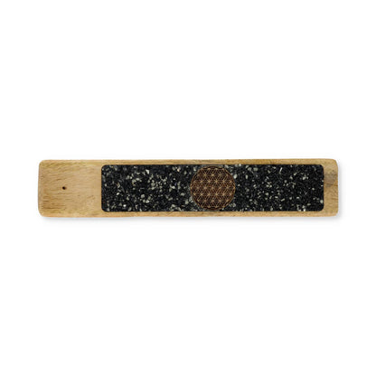 Comprar Portainciensos Flor de la vida turmalina y pirita madera de mango thumb