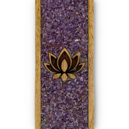 Wierookhouder Lotus amethist mangohout groothandel thumb