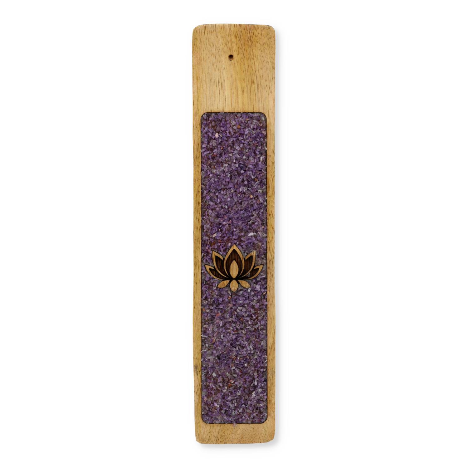 Wierookhouder Lotus amethist mangohout Kopen