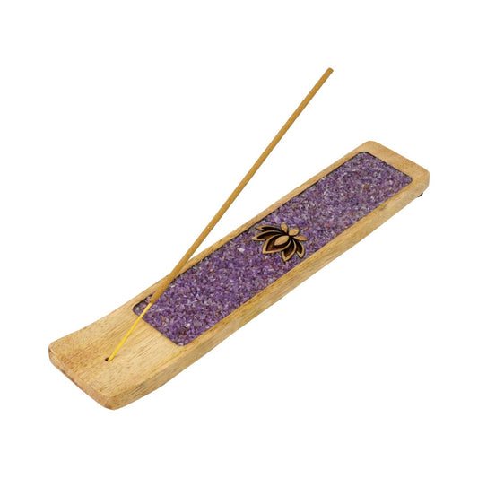 Wierookhouder Lotus amethist mangohout