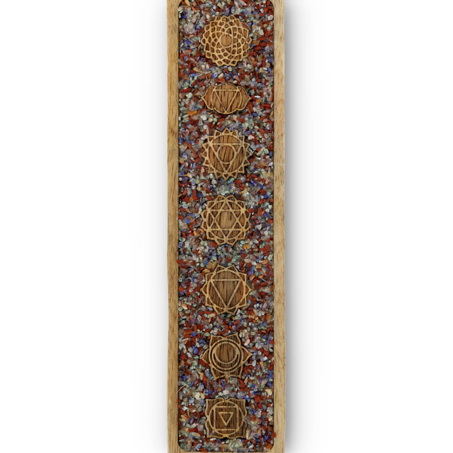 Wierookhouder 7 Chakra's gemengde chakrastenen mangohout groothandel