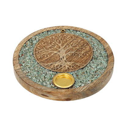 Portaconi d’incenso Albero della vita amazzonite legno di mango thumb