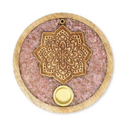 Räucherkegelhalter Mandala Rosenquarz Mangoholz kaufen thumb