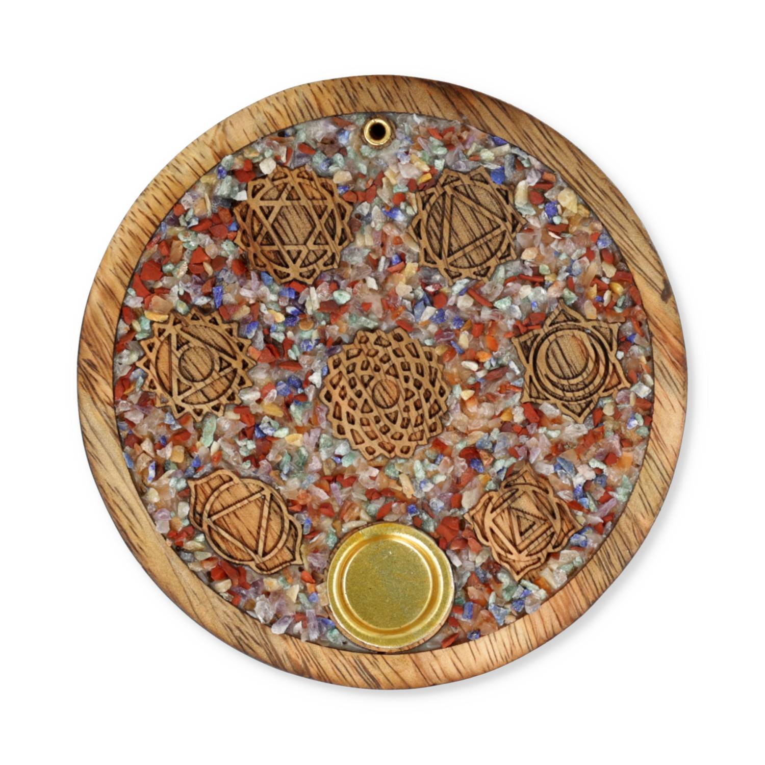 Comprar Portaconos de incienso 7 chakras gemas chakra mixtas madera de mango