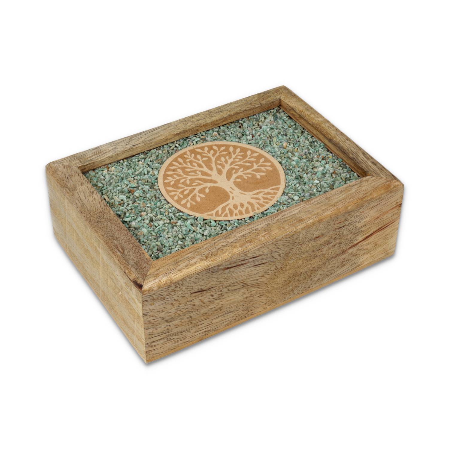 Caja joyero tarot Árbol de la vida amazonita madera de mango