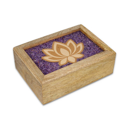 Tarot Schmuckkästchen Lotus Amethyst Mangoholz thumb
