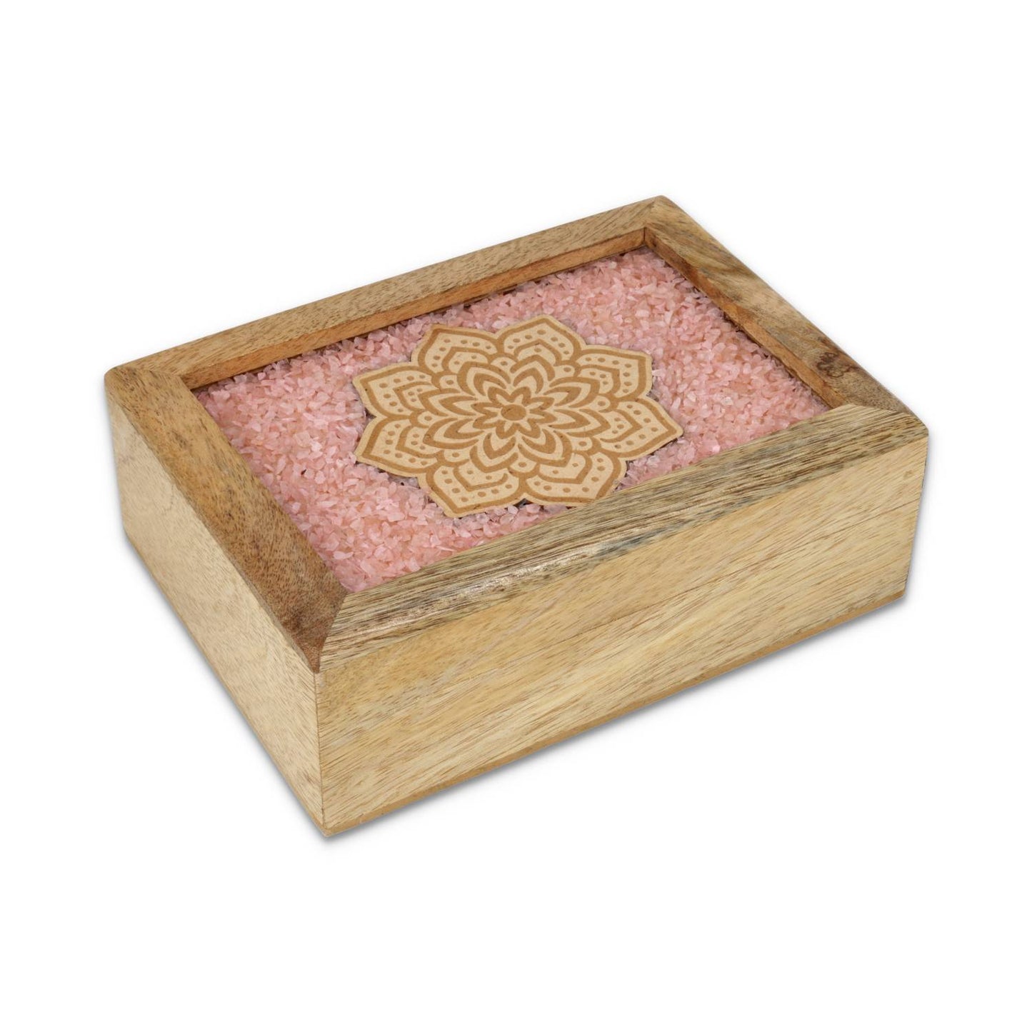 Scatola portagioie tarot Mandala quarzo rosa legno di mango