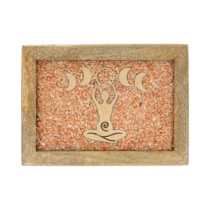 Buy Tarot jewellery box Goddess moon phases pink moonstone mango wood thumb