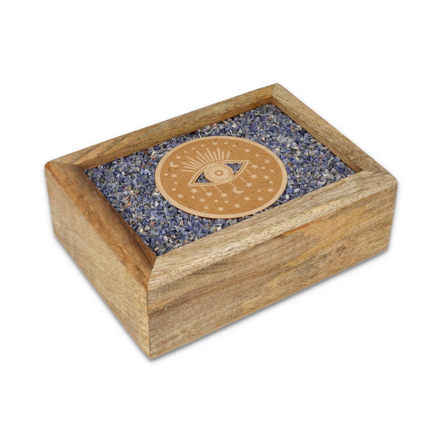 Tarot jewellery box Spiritual eye sodalite mango wood