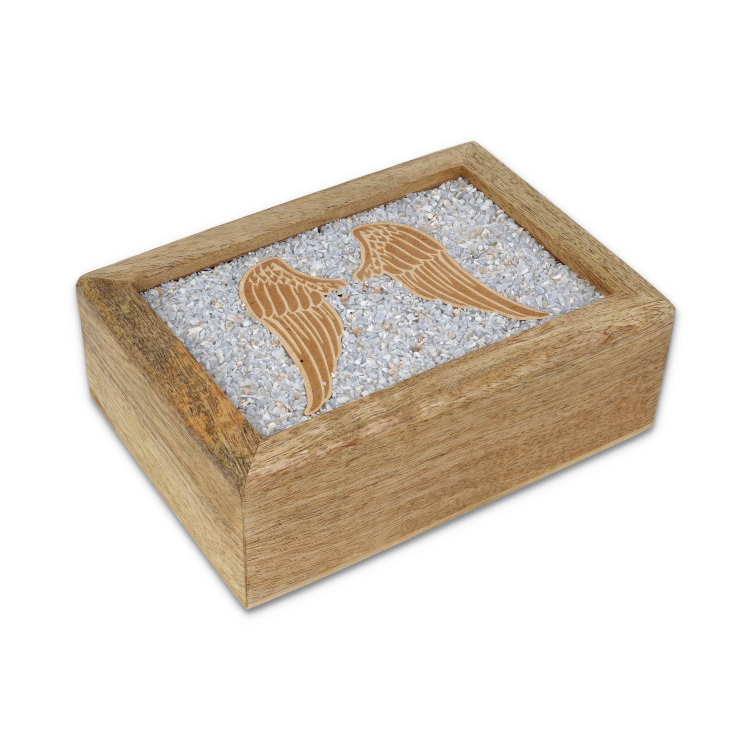 Tarot jewellery box Angel wings angelite mango wood